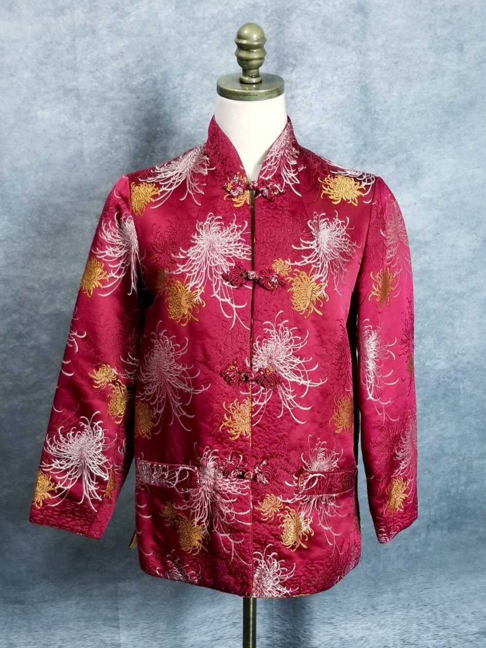 Vintage Peony Brand Shanghai Reversible Jacket M Red Gold Embroidered Quilted